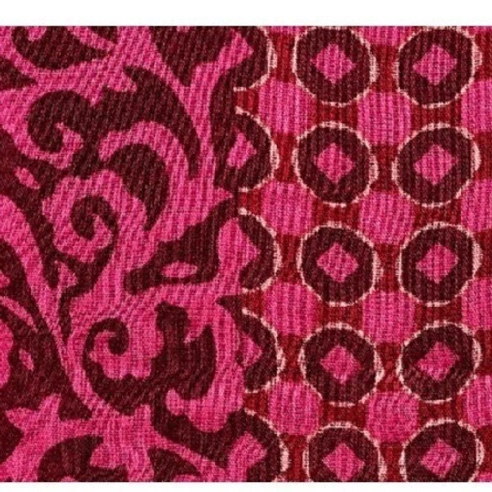 Isaac Mizrahi Live Womens Mixed Print Scarf Fuchsia Burgundy Fringe‎ A235348/71